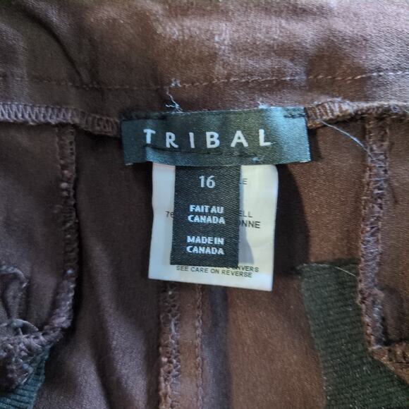 Tribal Wide Leg Pants Womens 16 Brown Rayon Blend Comfortable Stylish - Picture 5 of 8